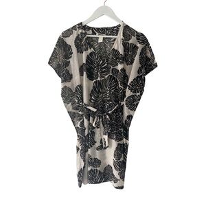 H&M Monstera Print Tie Cover Up Dress Sz S